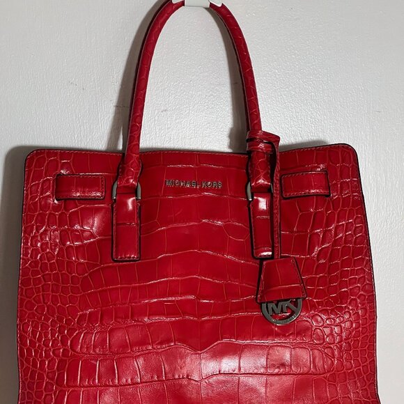MICHAEL KORS Red Embossed Tote - Picture 2 of 11